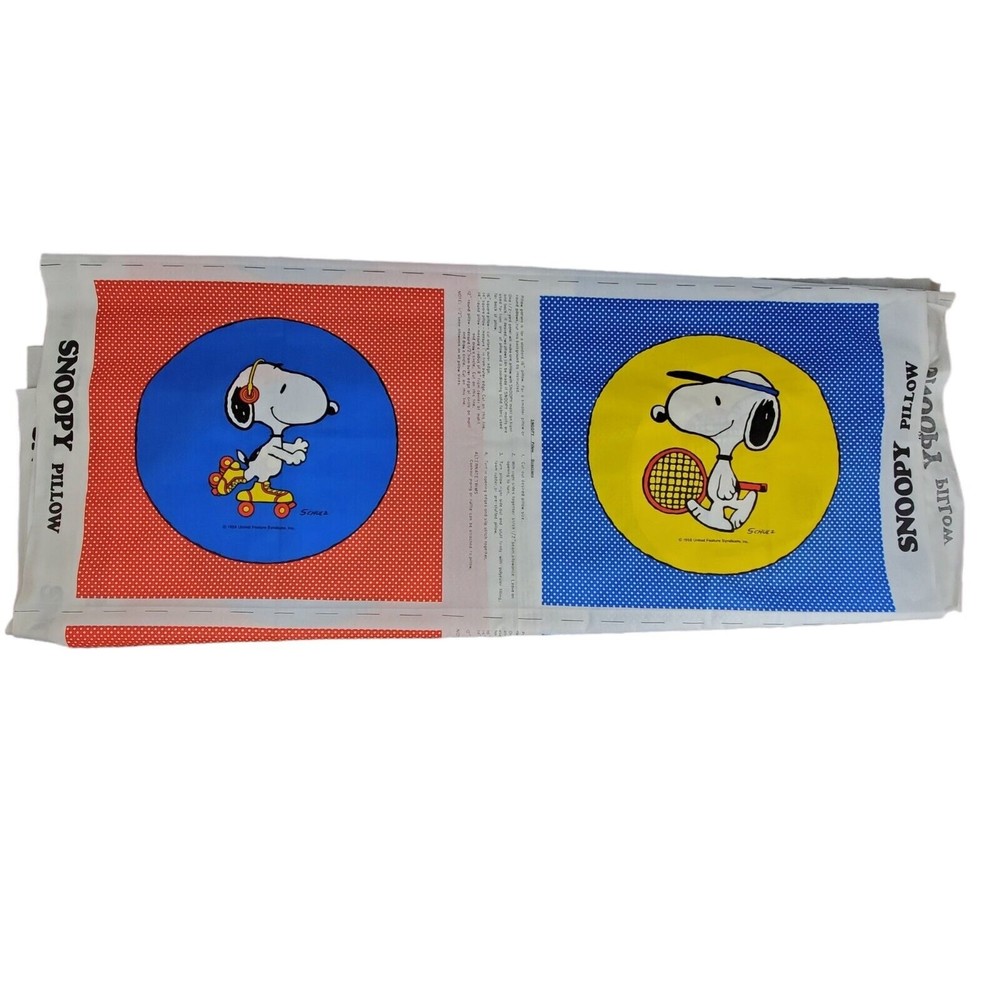 Vintage Peanuts Snoopy Cut And Sew  Pillow Fabric Panel Craft New